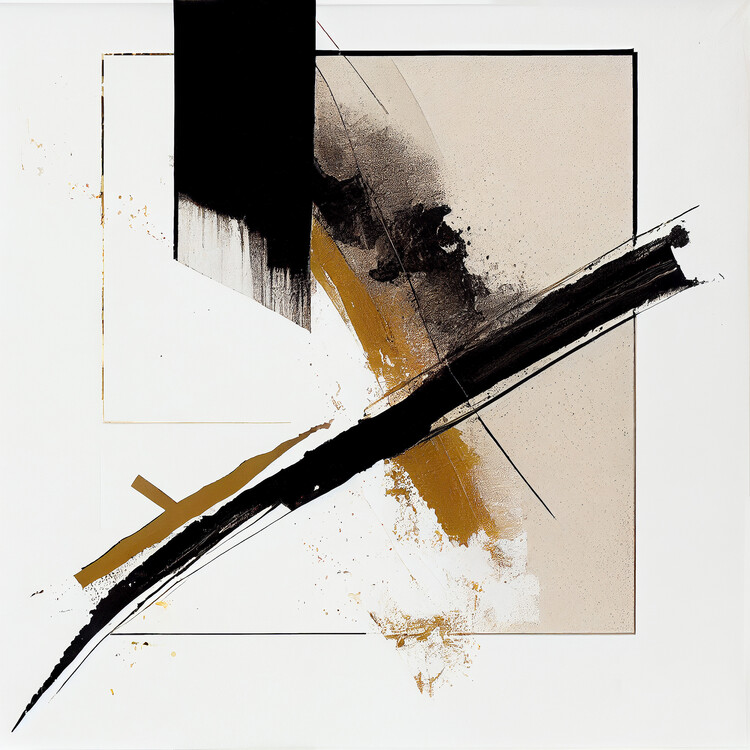 Poster Abstract art modern wall decor, white black beige painting
