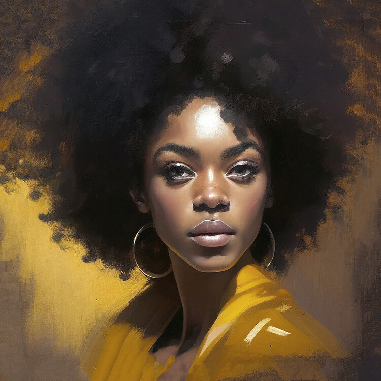 Плакат African Girl Portrait, oil painting canvas, print on demand