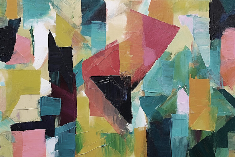 Poster Geometric forms, oil painting framed canvas print on demand