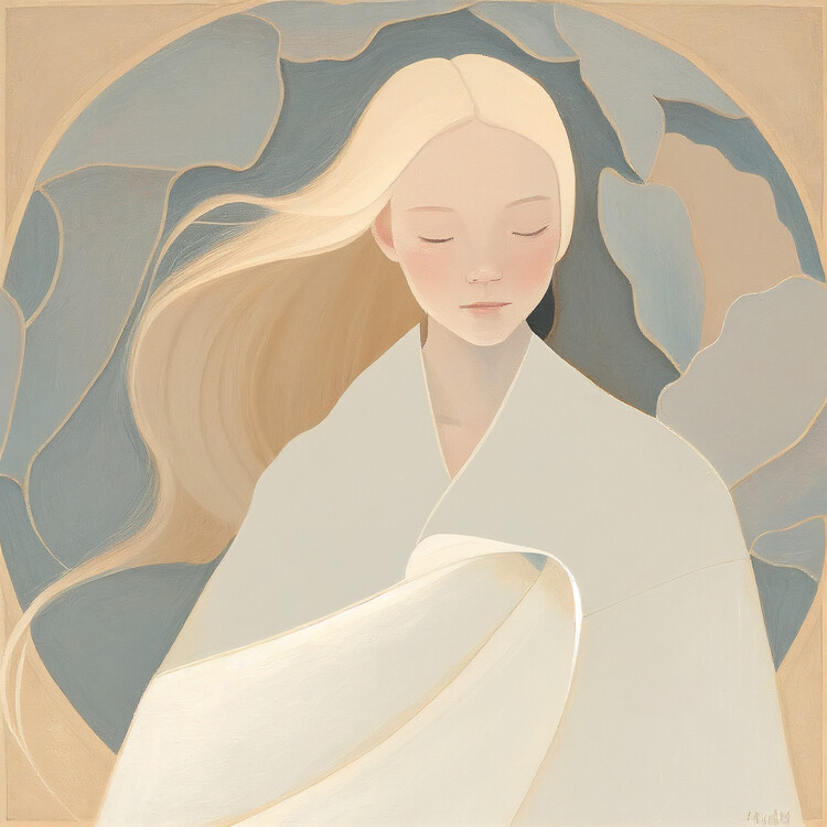 Плакат Cute korean woman painting on canvas, wall art prints