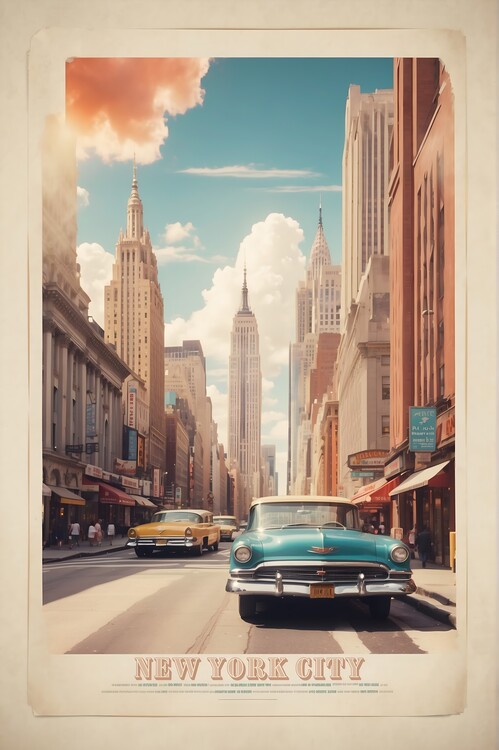 Poster NYC Manhatten: Vintage Travel Poster