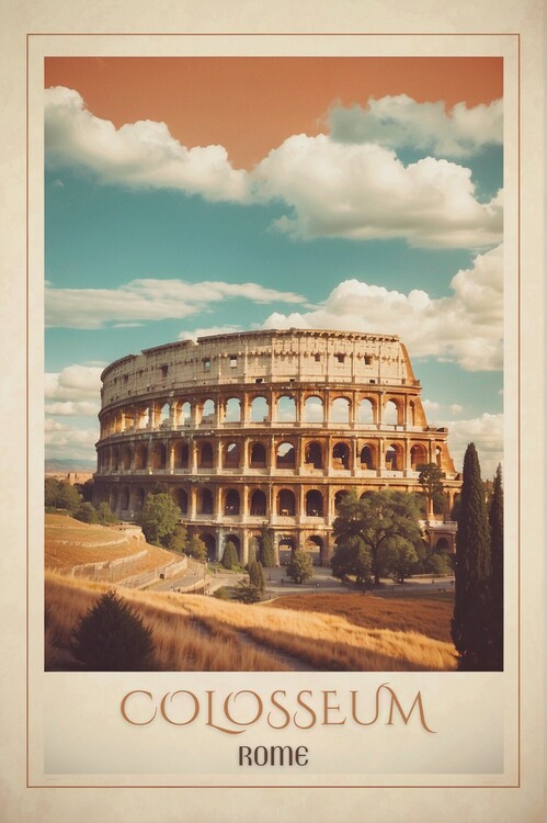Poster Gladiatorial Grandeur: Vintage Travel Poster of the Colosseu