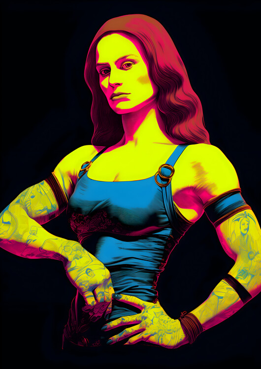 Poster Sporty Mona Liza in Vibrant Colors Abstract Wall Art