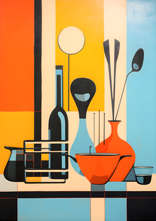 Poster Bauhaus Style Abstract Kitchen Wall Art