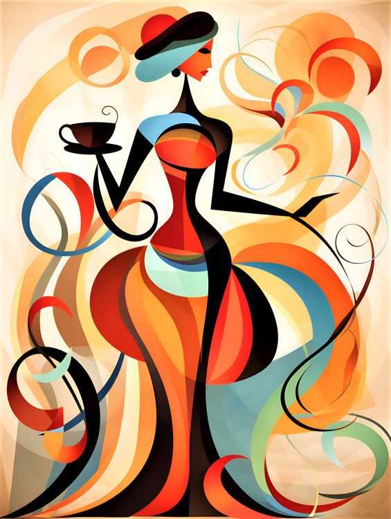 Poster Legrand Style Abstraction Morning Coffee Lady