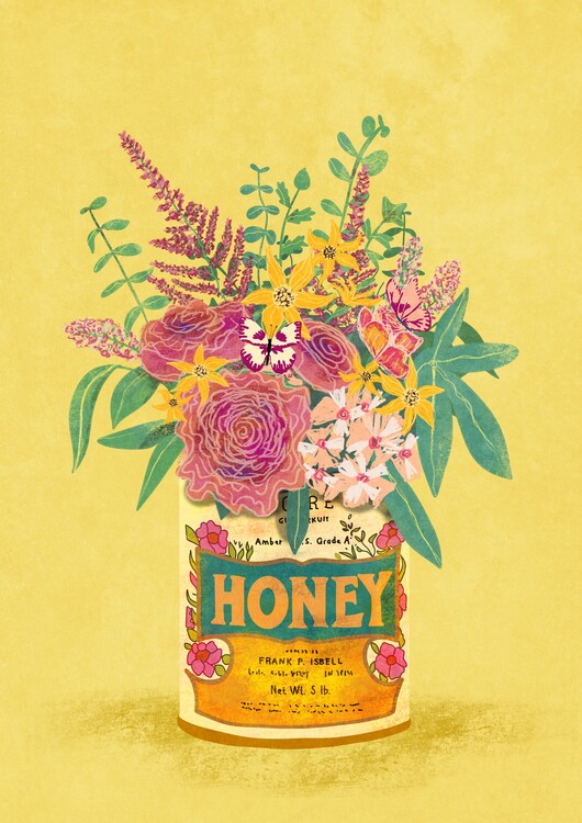 Poster Flowers In a vintage Honey Can