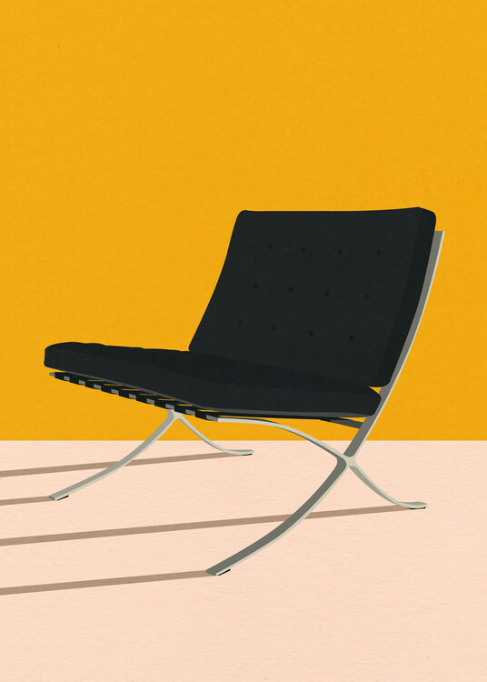 Poster Barcelona Chair By Mies Van Der Rohe