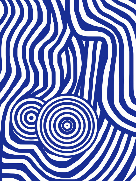 Plakát Blue and White Striped Seated