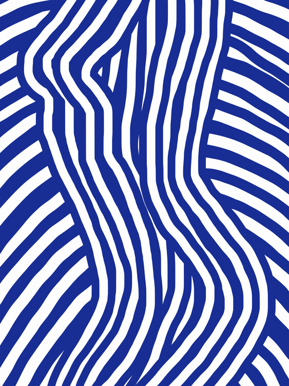 Plakát Blue and White Striped Seated