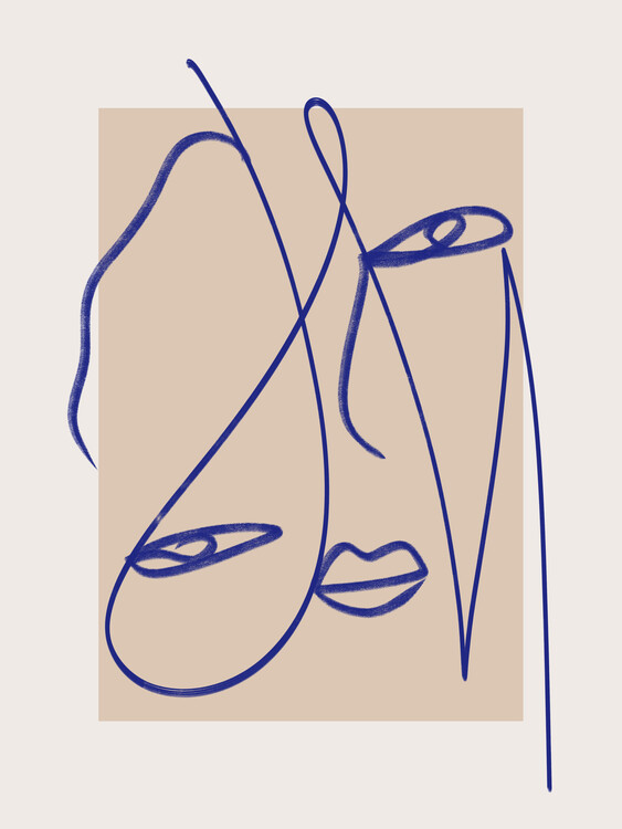 Poster Abstract Blue Line Art