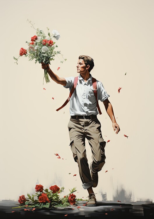 Poster Banksy Poster Banksy Kunstdruck bouquet of flowers