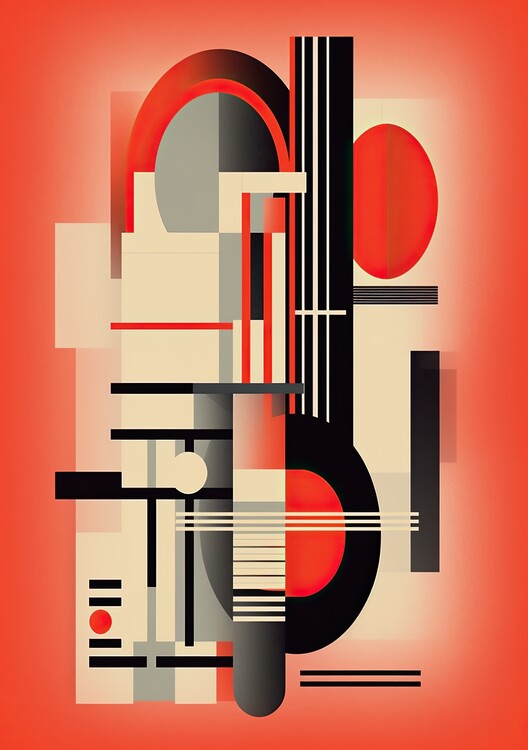 Poster Bauhaus Red Poster Bauhaus Kunstdruck
