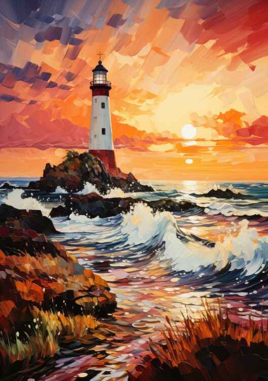 Plakat Leuchtturm Meer Poster Maritim Kunstdruck