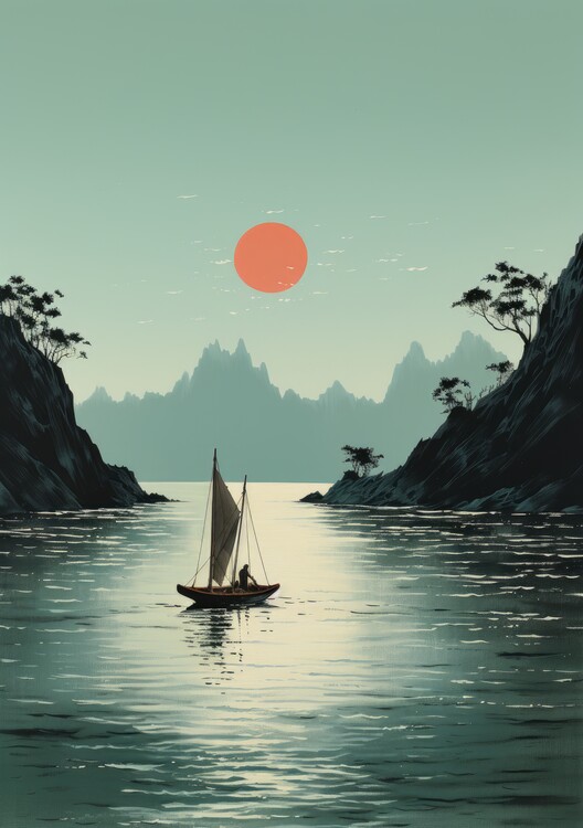 Poster Segelboot Meer Poster Maritim Mond