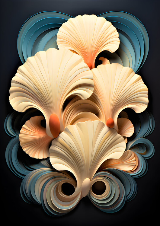 Poster Sea Shells Abstract Bathroom Art