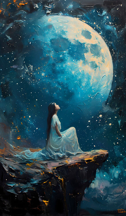 Плакат Woman and moon