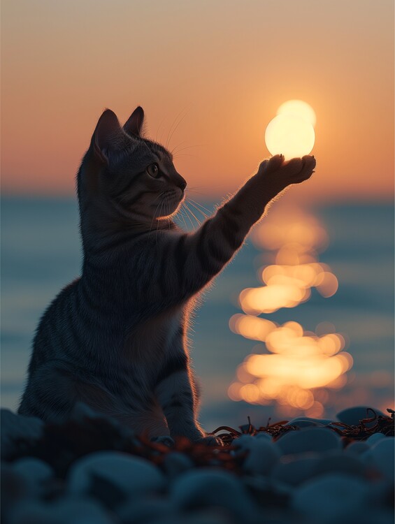 Poster Cat holding sun