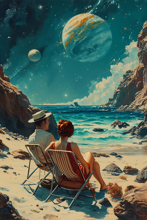 Slika na platnu Beach in Space, 50s