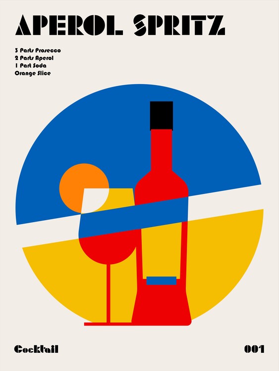 Poster Aperol Spritz Cocktail Bauhaus Art Print