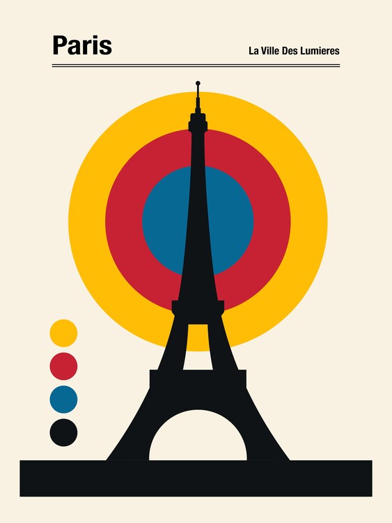 Levně Plakát, Obraz - Paris Eiffel Tower Retro travel Print, Retrodrome, 30 × 40 cm
