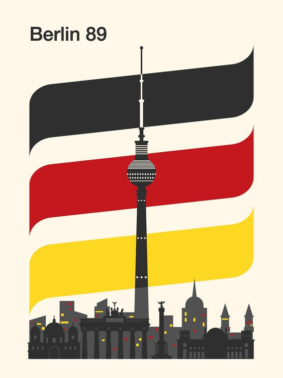 Levně Plakát, Obraz - Berlin Retro Travel Print, Retrodrome, 30 × 40 cm