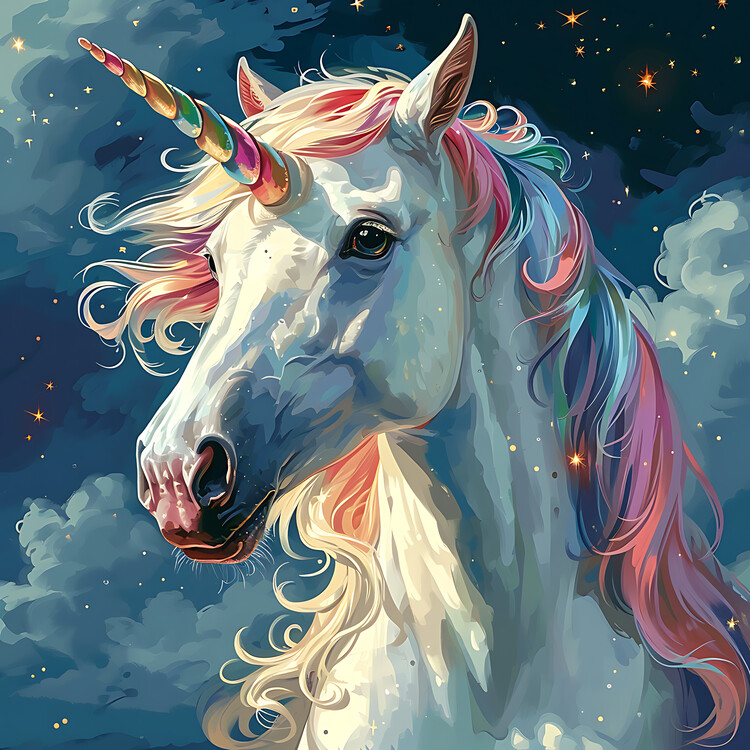 Poster White Unicorn