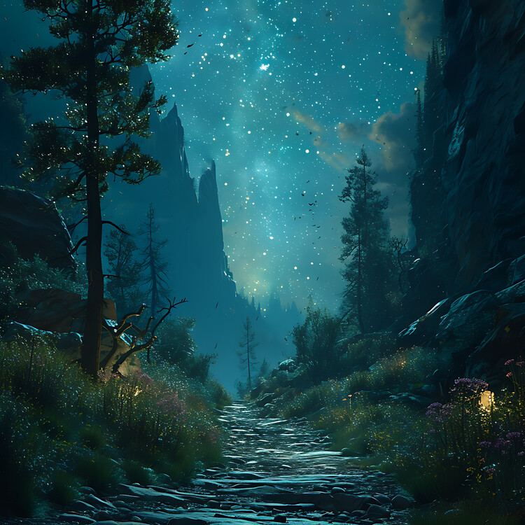 Плакат Starry Magical Trail in the Forrest