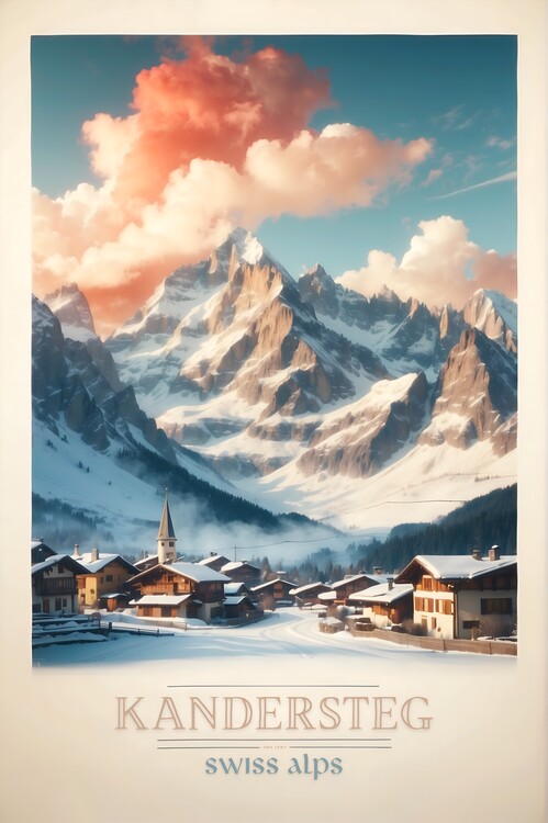 Plagát Kandersteg Vintage Travel Poster - Swiss Alps Art