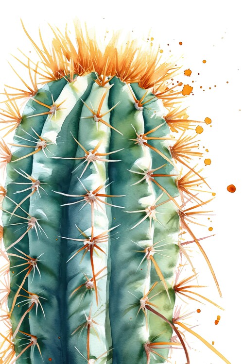 Plakat Green cactus on white background