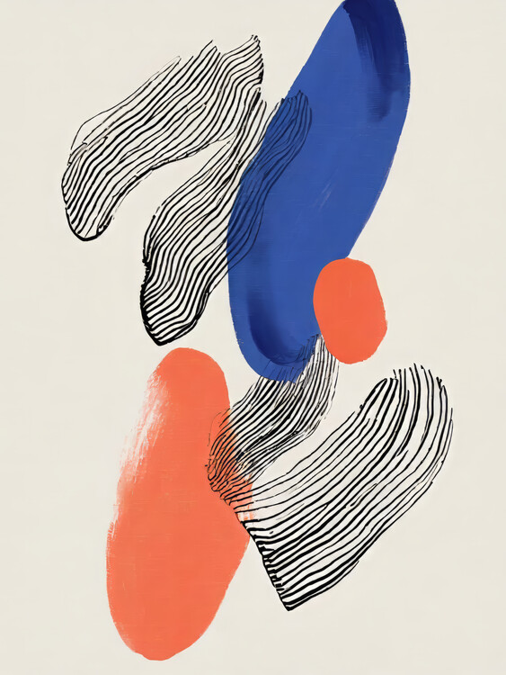 Póster Orange and Blue Brushes