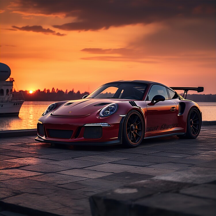 Plakát Sportcar in sunset