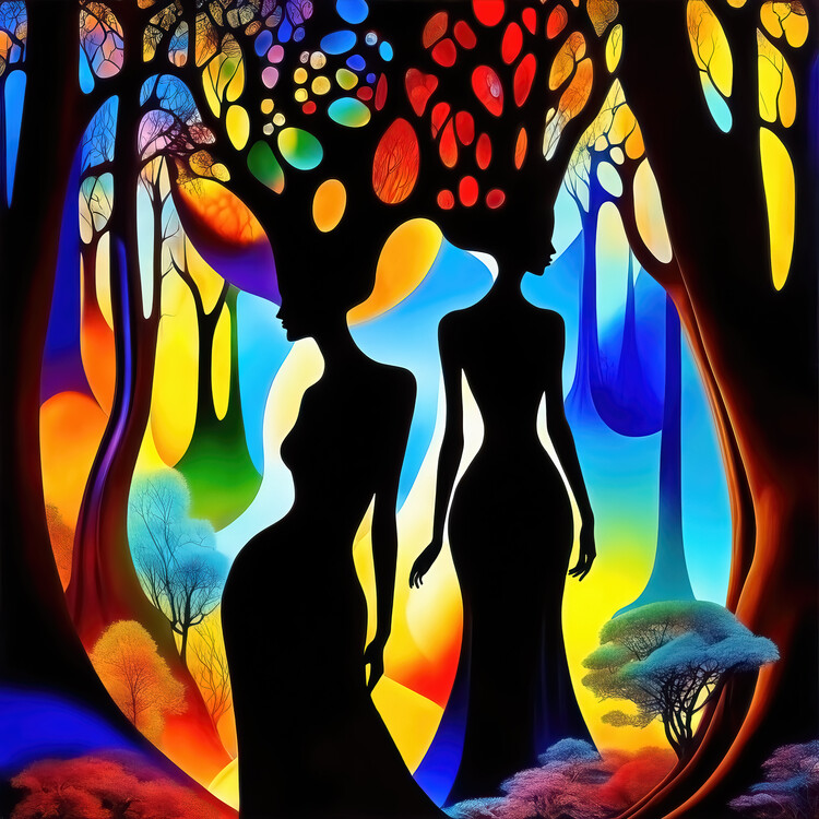 Vászonkép Ladies in a magical park
