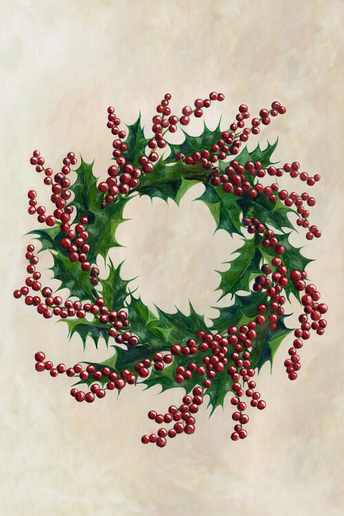 T-shirt Holly wreath oil painting