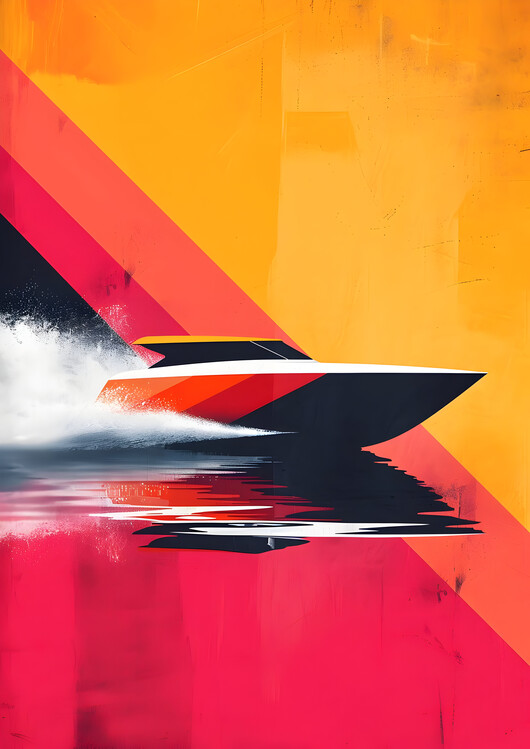 Poster Abstract Fast Motorboat Racing Wall Art