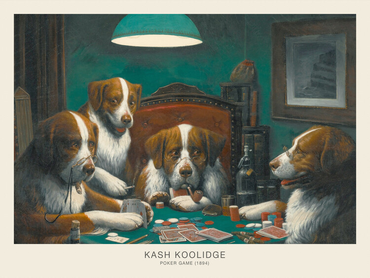 Плакат Poker Game, 1894 (Dogs Playing Poker) - C. M. Coolidge