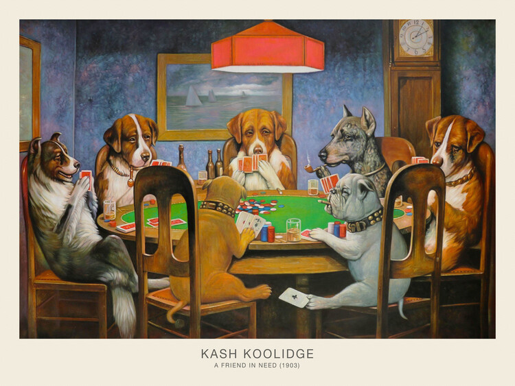 Плакат A Friend in Need, 1903 (Dogs Playing Poker) - C. M. Coolidge