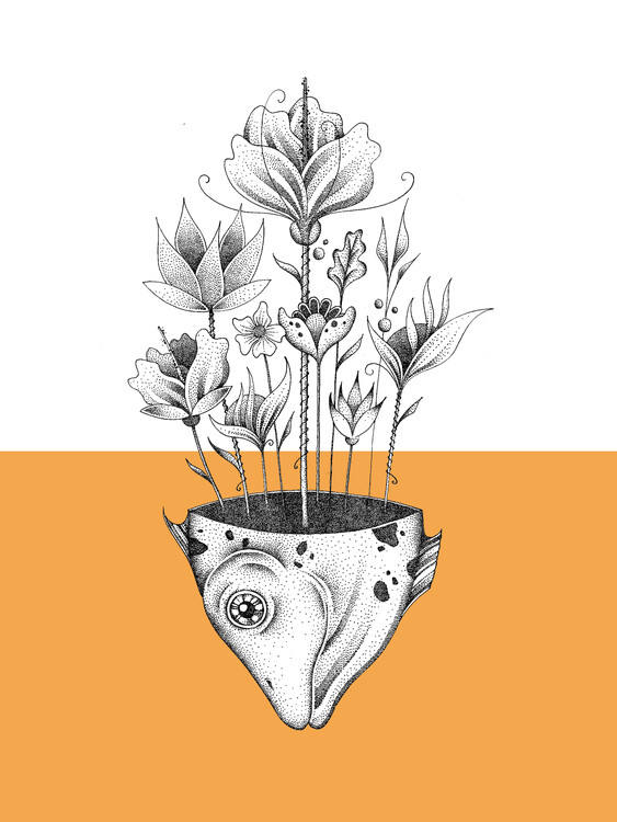 Плакат Fish Flowers Orange