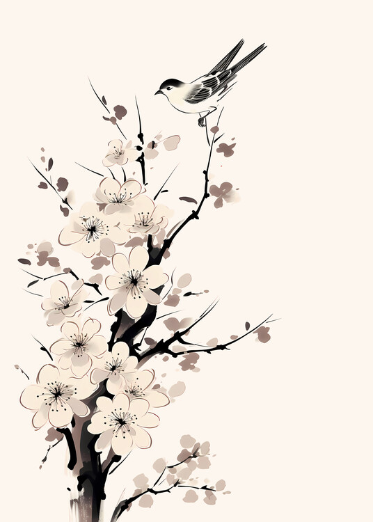 Плакат Japanese Spring Bird