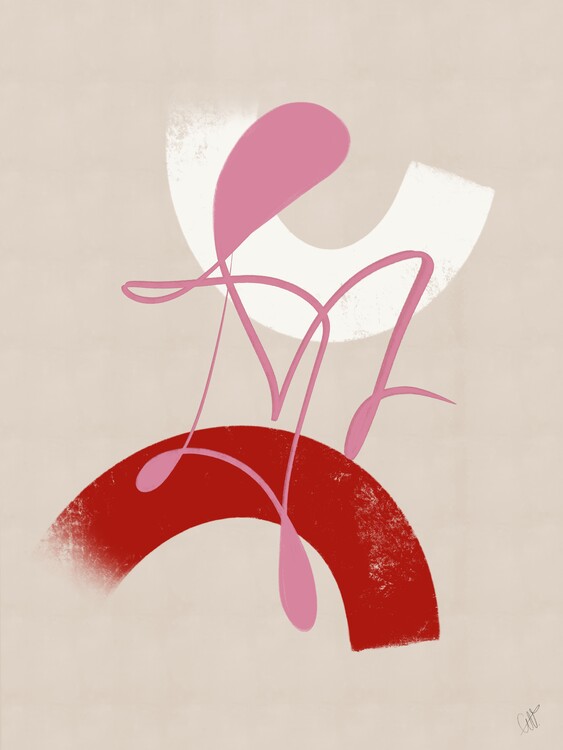Poster Red and Pink Abstract No. 3