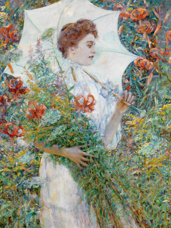 Póster The White Parasol (Vintage Female Portrait) - Robert Reid