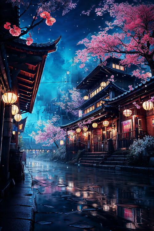 Poster Neon Tokyo Sakura Nights