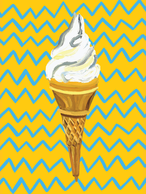 Levně Plakát, Obraz - Ice Cream Yellow Zigzag, Alice Straker, 30 × 40 cm