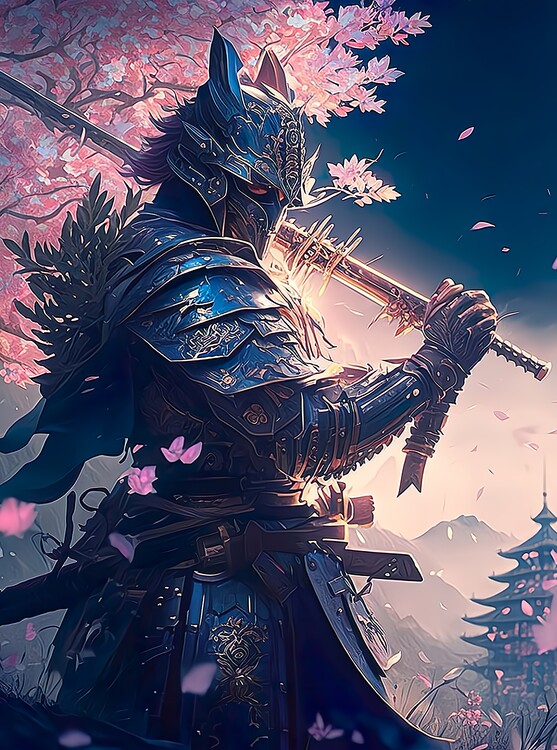 Poster Elegant Asian Samurai