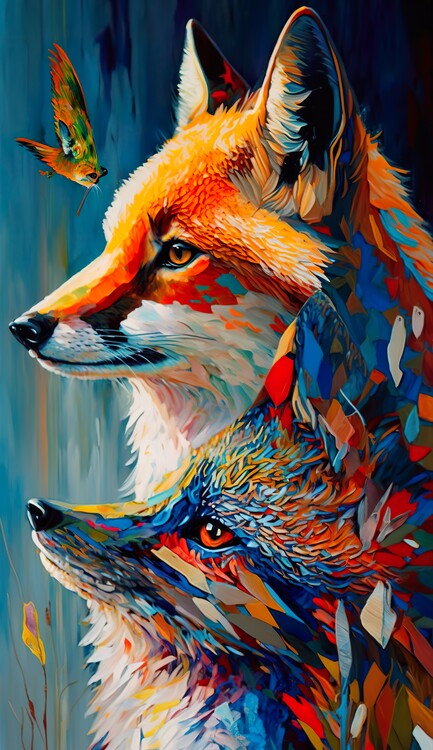 Плакат Wildlife Fox Painting