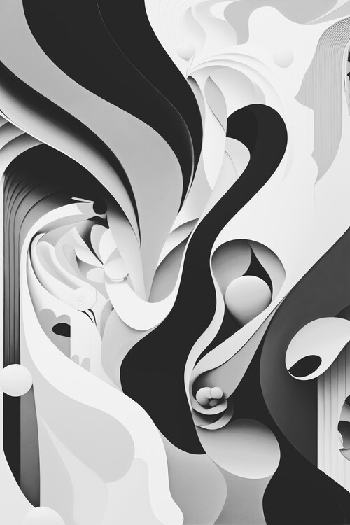 Poster Black and white shapes