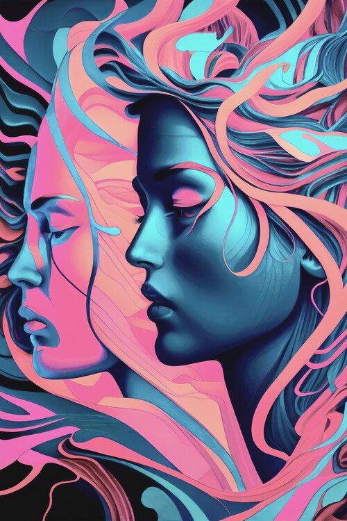 Plakat Blue and pink