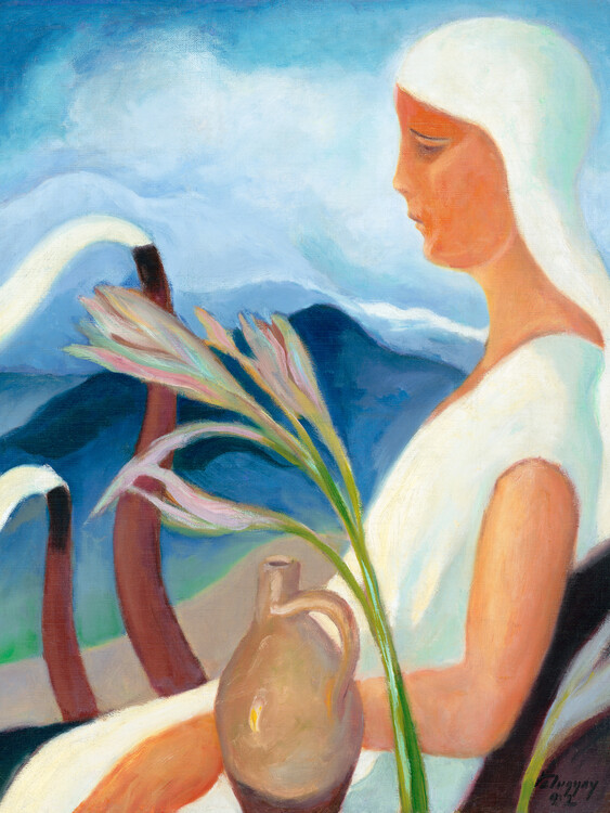 Poster The Girl in White (Female Portrait) - Zolo Palugyay
