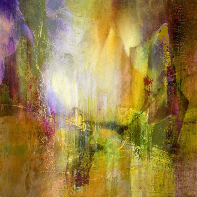 Póster green meets purple - golden light