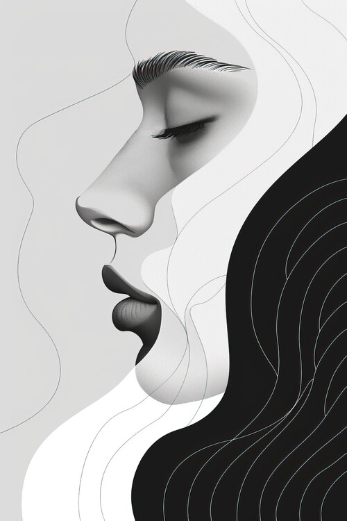 Poster Abstract black and white portrait