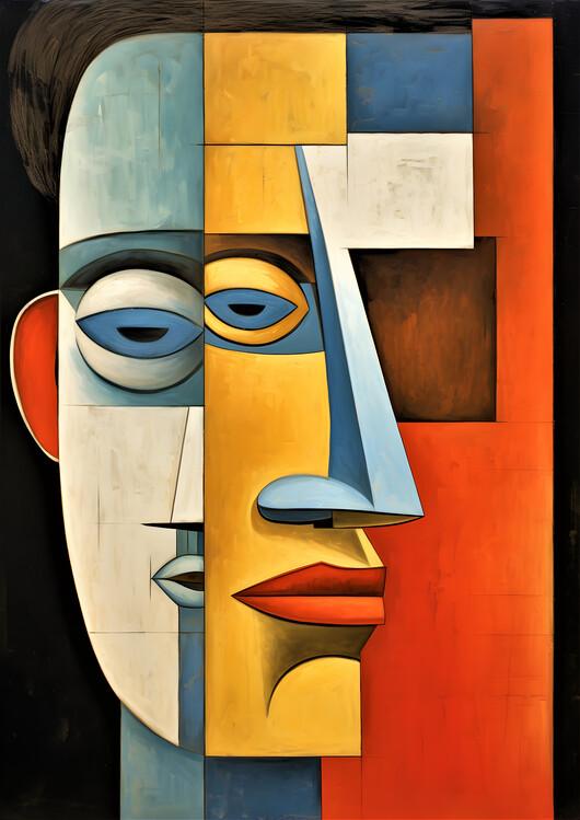 Poster Split Face Abstraction